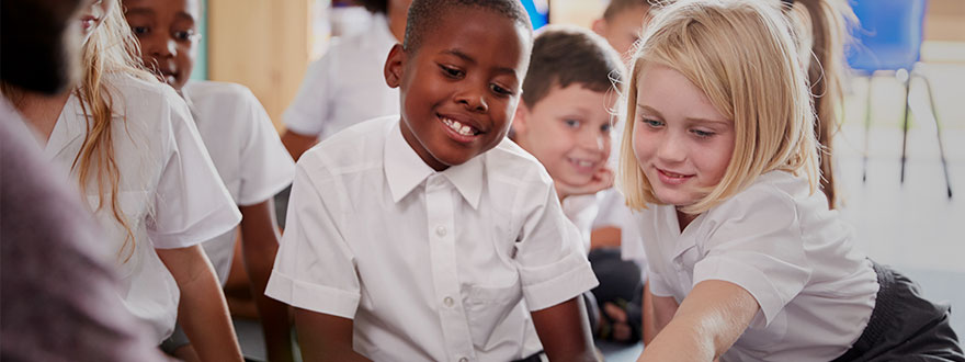 School children playing