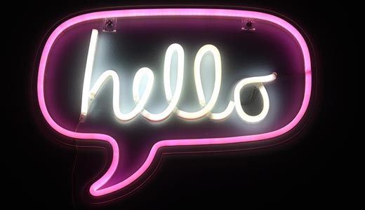 Neon sign says hello