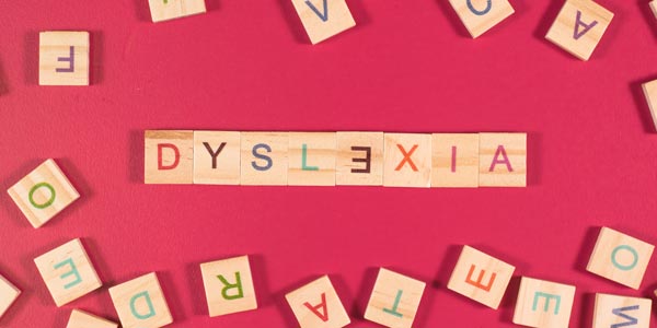 Dyslexia spelt with scrabble pieces