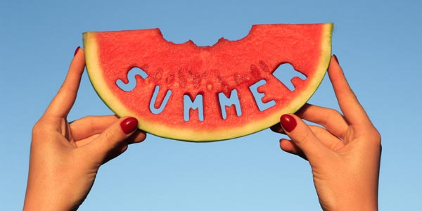 Watermelon slice with summer written on it