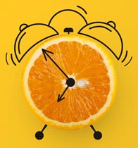 A clock made from an orange