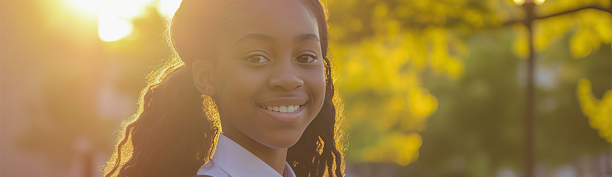 Smiling child outside