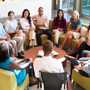 Staff meeting scene