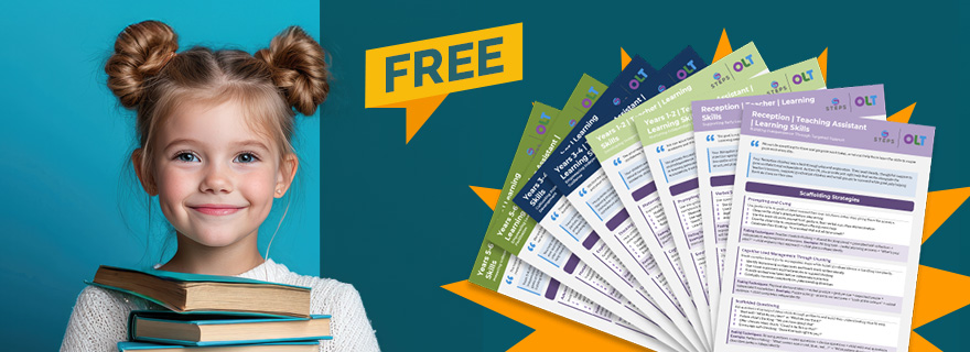 Primary school child holding scaffolding resources